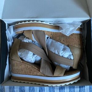 Pelle Moda Tan Cork Wedge Sandals